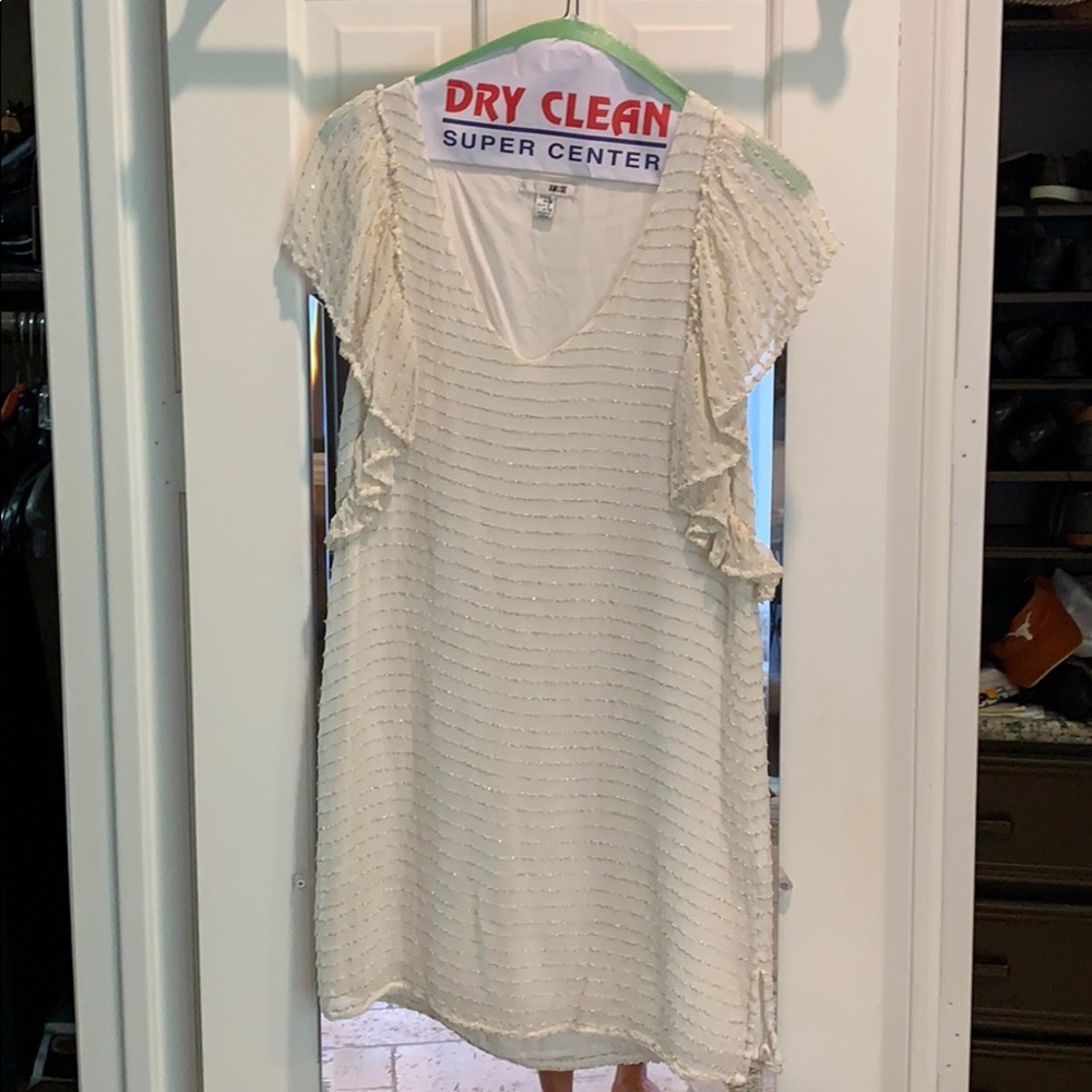 Off white and gold mini dress